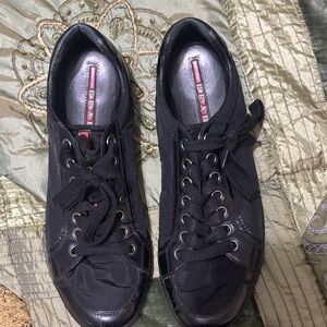 Prada Black Low-Top Lace-Up Sneakers